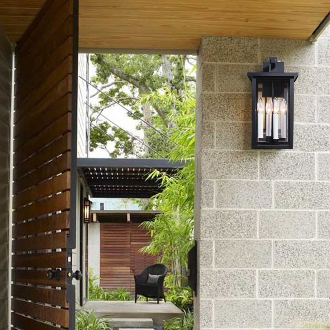 Maxax 16.7 Inch H Outdoor Wall Lantern with Dusk to Dawn #2530-4WL