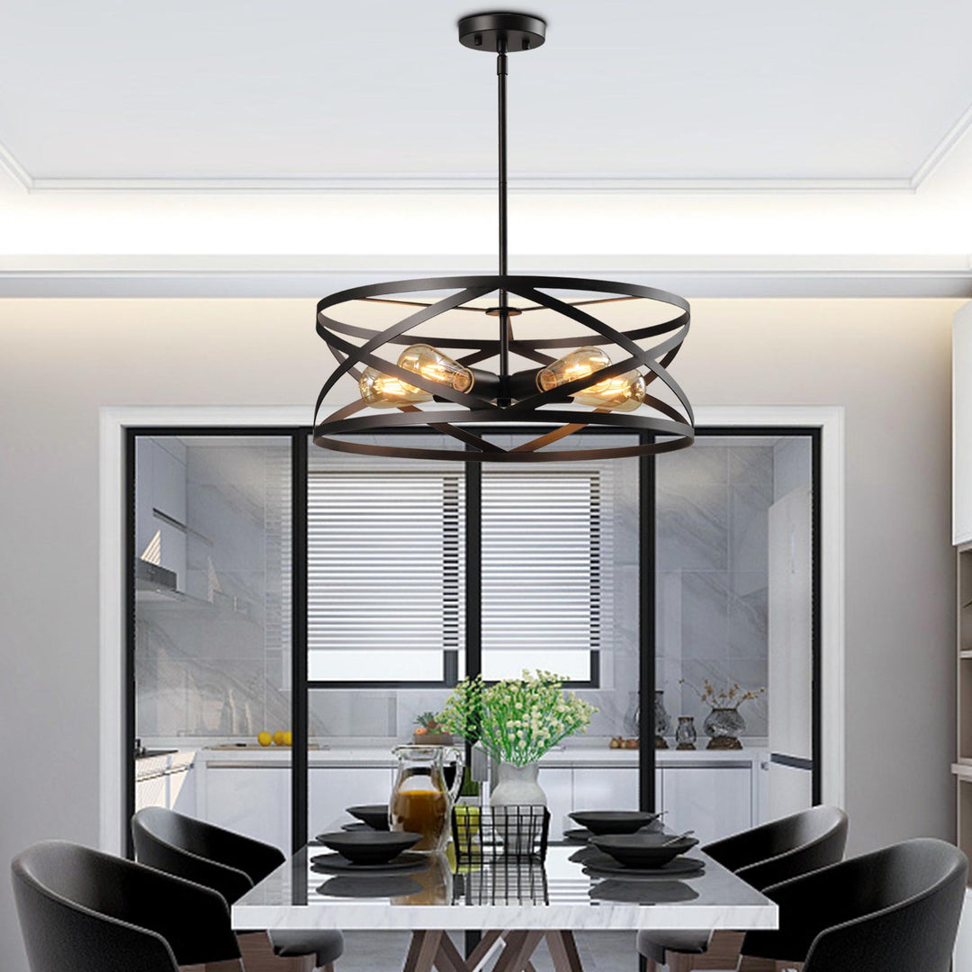 Maxax 5 - Light Lantern Geometric Chandelier with Wrought Iron Accents#MX21022