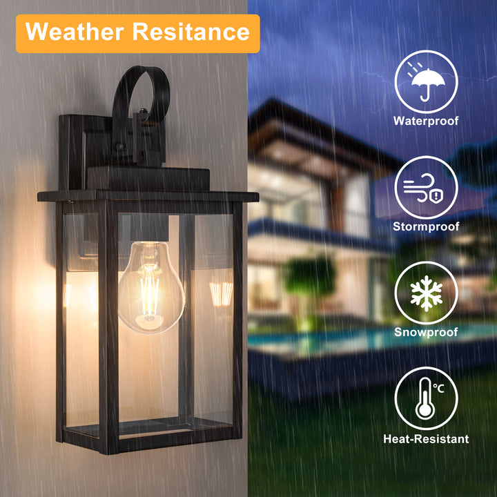 Maxax Dusk to Dawn 12" Outdoor Wall Light, Exterior Waterproof Wall Sconce, Matte Black Front Porch Light, Outside Wall Mount Lantern for House Garage Doorway (Bulb Include) #7041