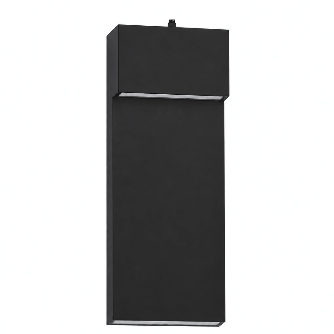 15.1" Modern LED Outdoor Wall Sconce, Dimmable 3000K, Dusk-to-Dawn Sensor, Travertine Stone &amp; Frosted Glass 
