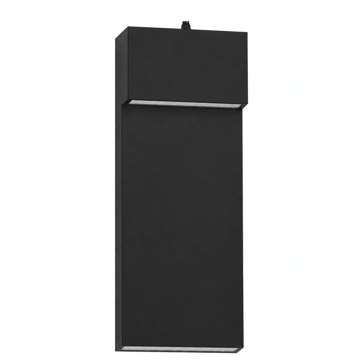 15.1" Modern LED Outdoor Wall Sconce, Dimmable 3000K, Dusk-to-Dawn Sensor, Travertine Stone &amp; Frosted Glass 