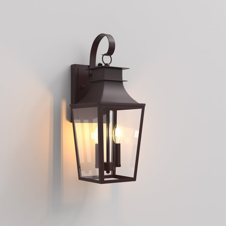 Tempered Glass Outdoor Wall Light With Dusk To Dawn #7060-2BK