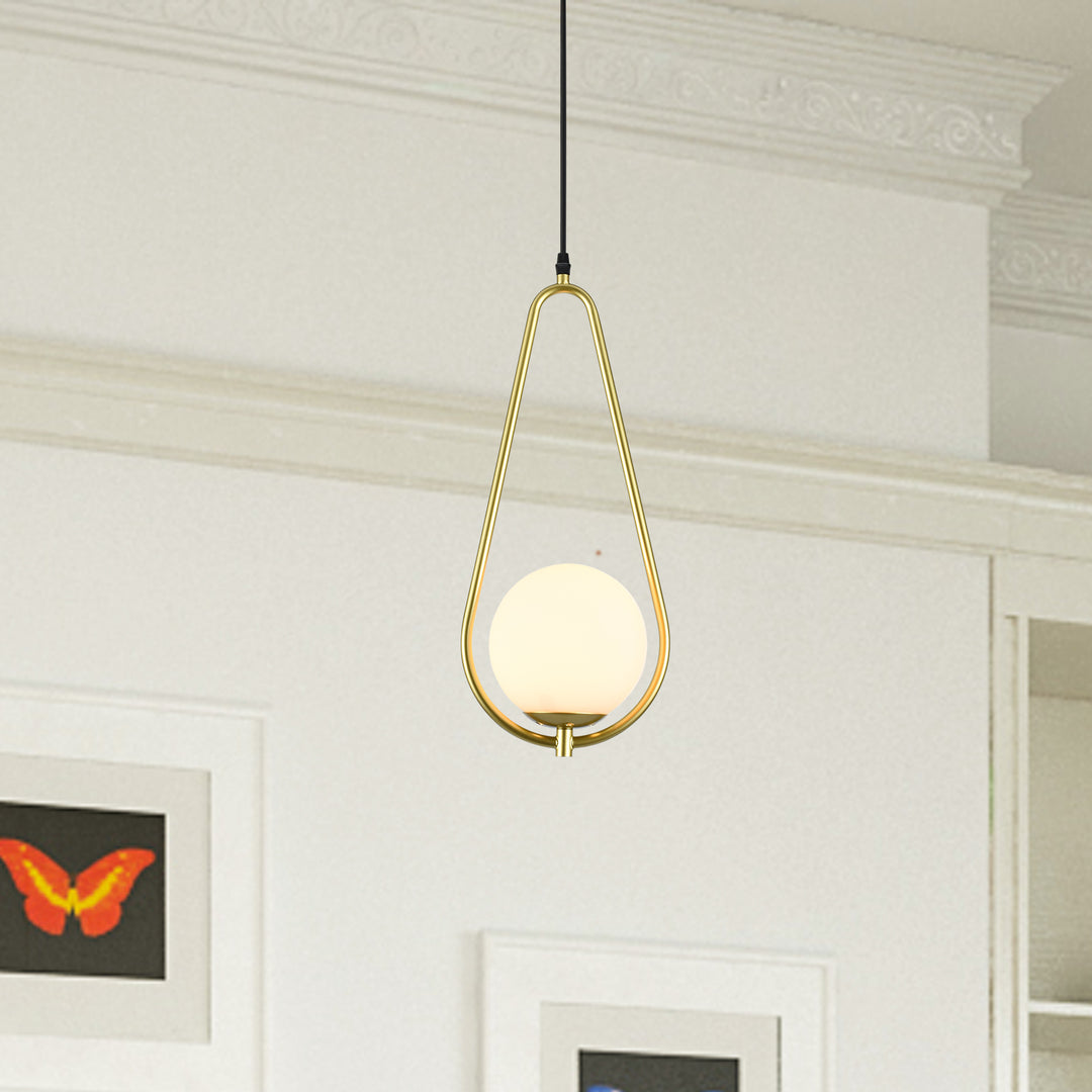 Maxax 1 - Light Single Globe Pendant with Wrought Iron Accents #MX5011