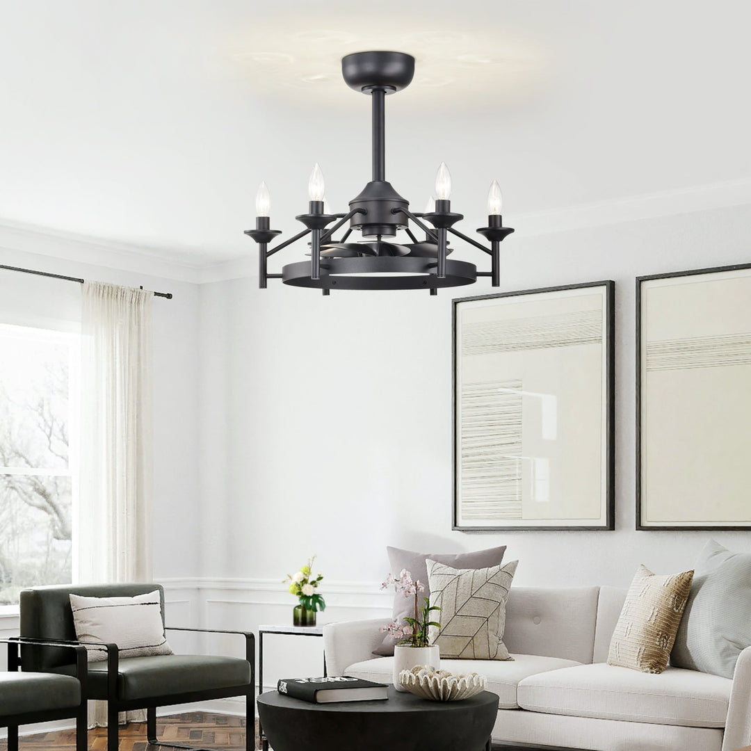 Maxax Candlestick Ceiling Fan with Light, 21" Gold Vintage Ceiling Fan with Remote Control, 6 Speeds Reversible Timing Ceiling Fan for Bedroom, Living Room #26011