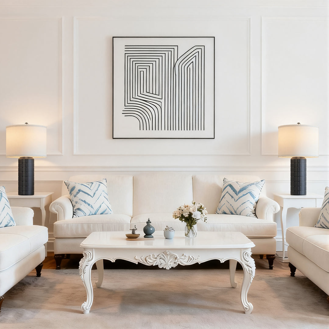 Illume 23" Contemporary Ceramic Table Lamp With Linen Shade, Modern Minimalist Design (Set of 2) #T282