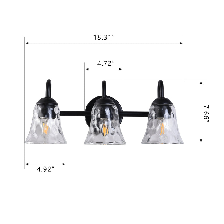 Triple Light Black Finished Vanity Light #29006