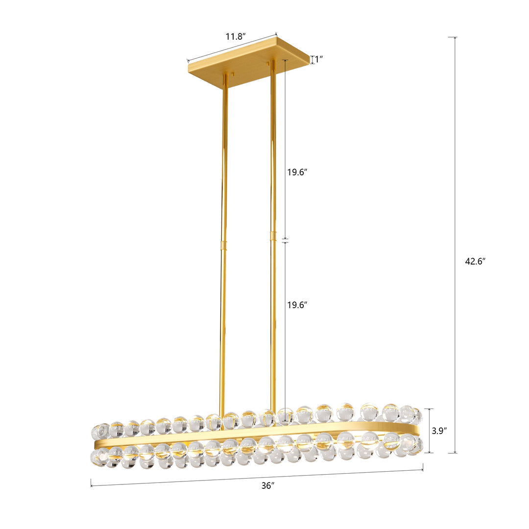 Brilliance 8-Light Brass Crystal Kitchen Island Linear Pendant #19226