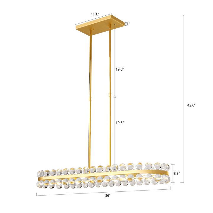 Brilliance 8-Light Brass Crystal Kitchen Island Linear Pendant #19226