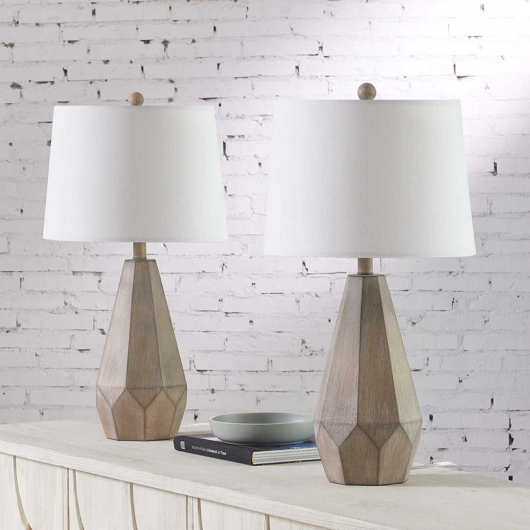 Maxax 26 Inch Bedside Wood Table Lamp Set of 2 #T116