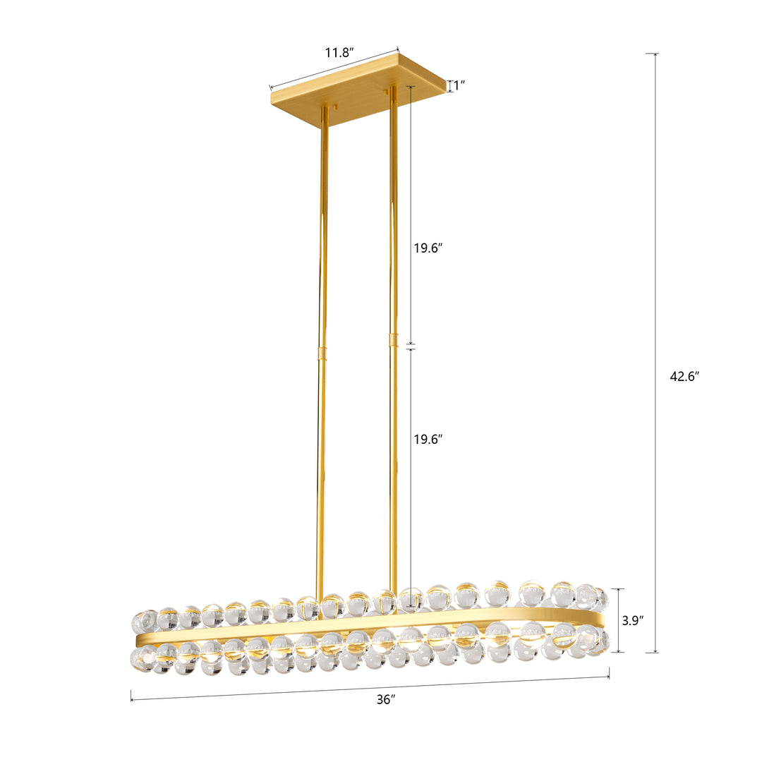 Brilliance 8-Light Brass Crystal Kitchen Island Linear Pendant #19226