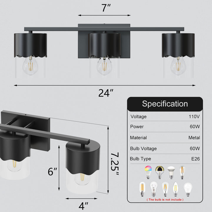 Lumin 3-light Dimmable Vanity Light With Scalloped Metal Shade