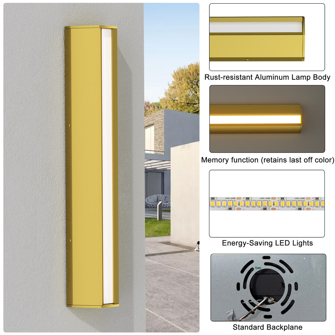 Natura 23'' H Dimmable Led Black Aluminum 3cct(3000k/4000k/5000k) Adjustable Oudoor Wall Light #OW7109