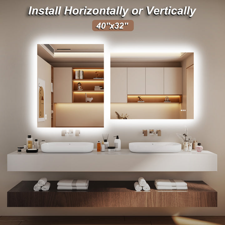 Elevate Home Modern Frameless LED Lighted Anti-Fog Dimmable Tempred Bathroom&Vanity Mirror #BL02