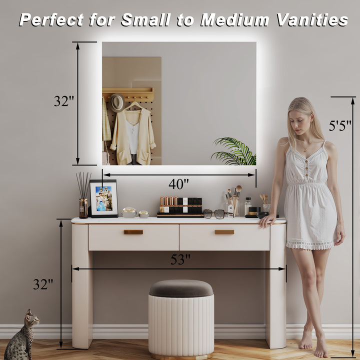 Elevate Home Modern Frameless LED Lighted Anti-Fog Dimmable Tempred Bathroom&Vanity Mirror #BL02