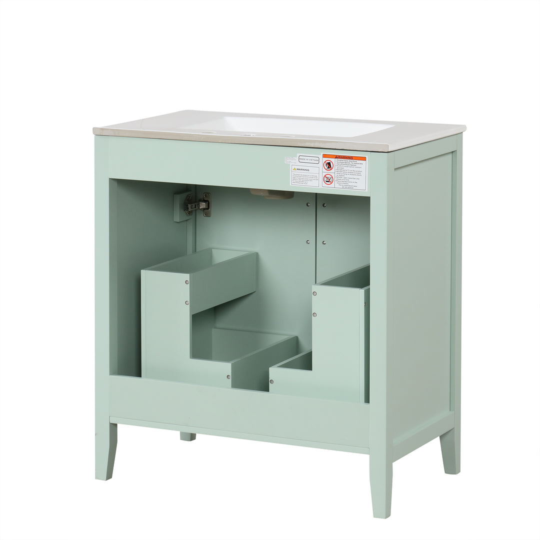 30'' Single Bathroom Vanity Cabinet With Ceramic Top #BV-008-30GN