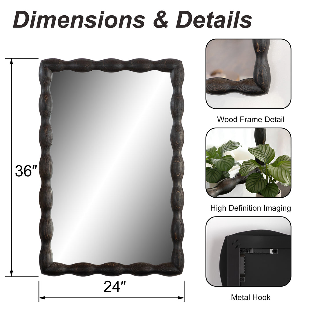 Opulence Solid Wood Rectangle Flat Wall Mirror #25032