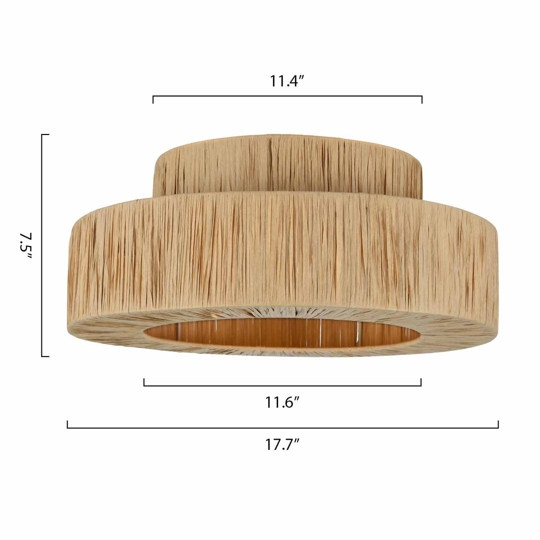 Maxax 1-Lights Round Raffia Paper Curtain Recessed Ceiling Lights #MX5003-C1WD