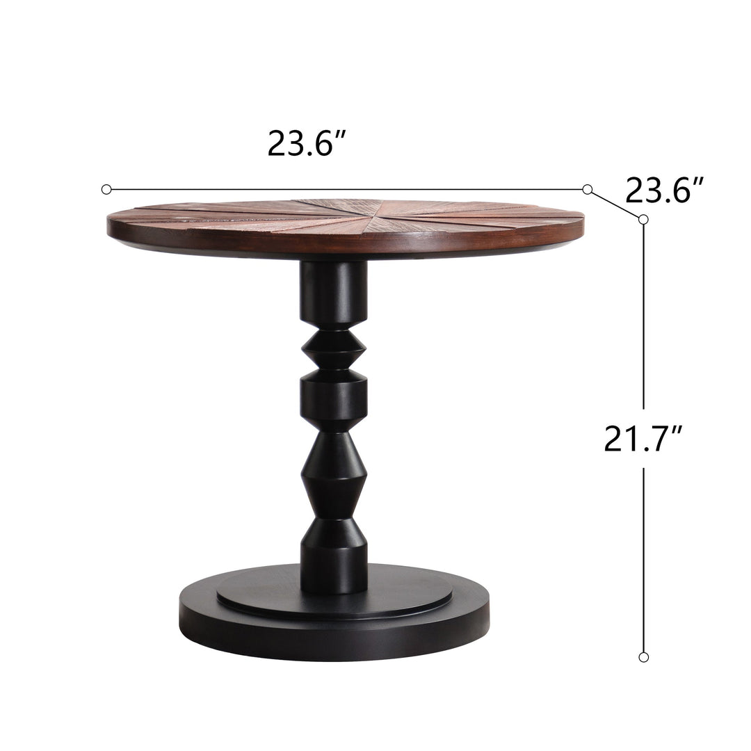 Timeless 23.6" Solid Wood Top Round End Table #25028