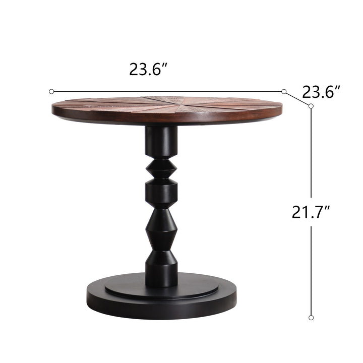 Timeless 23.6" Solid Wood Top Round End Table #25028