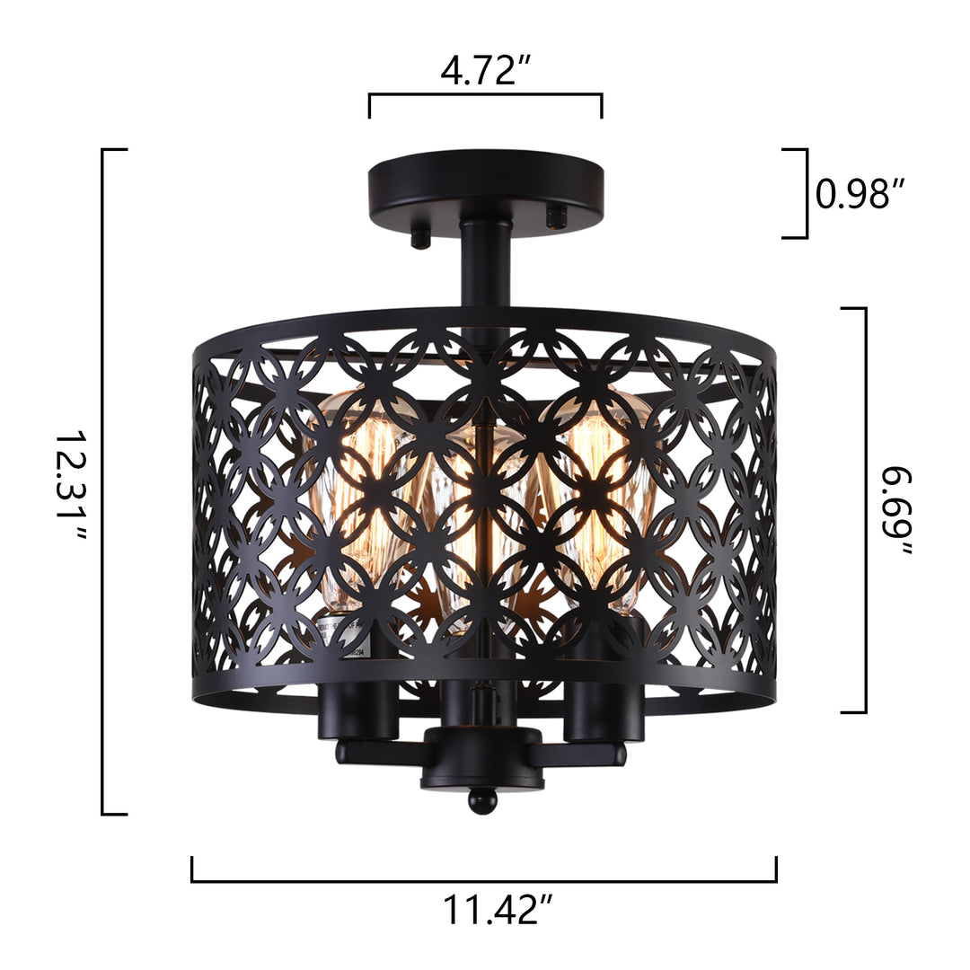 Maxax 3 - Light 11.42in Cage Drum Semi Flush Mount #MX30138-3C