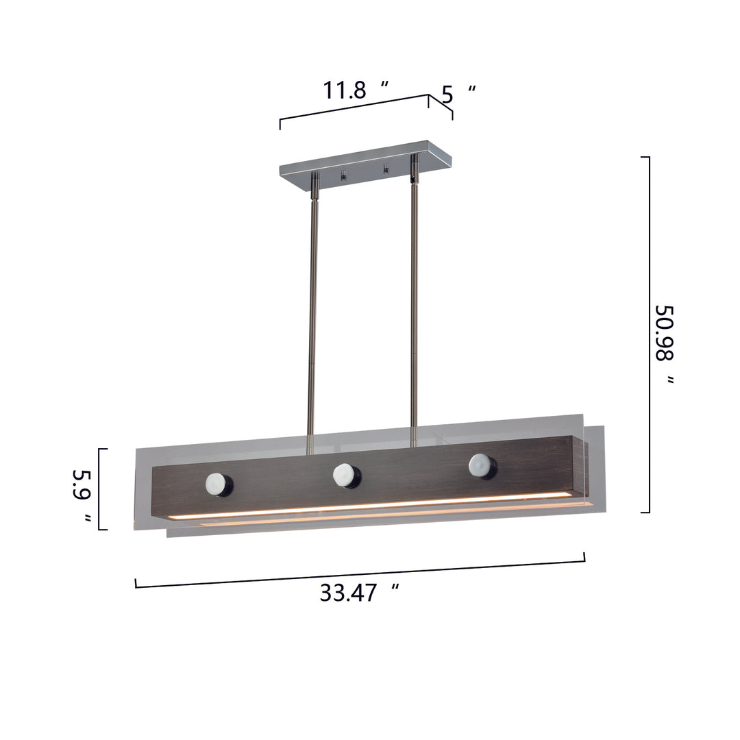 Maxax 1- Light Kitchen Island Linear LED Chandelier Lighting Fixture #MX2026-P3