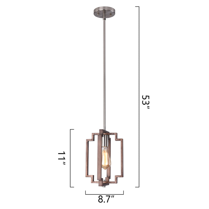 1 - Light Lantern Square/Rectangle Pendant With Wrought Iron Accents #MX1920