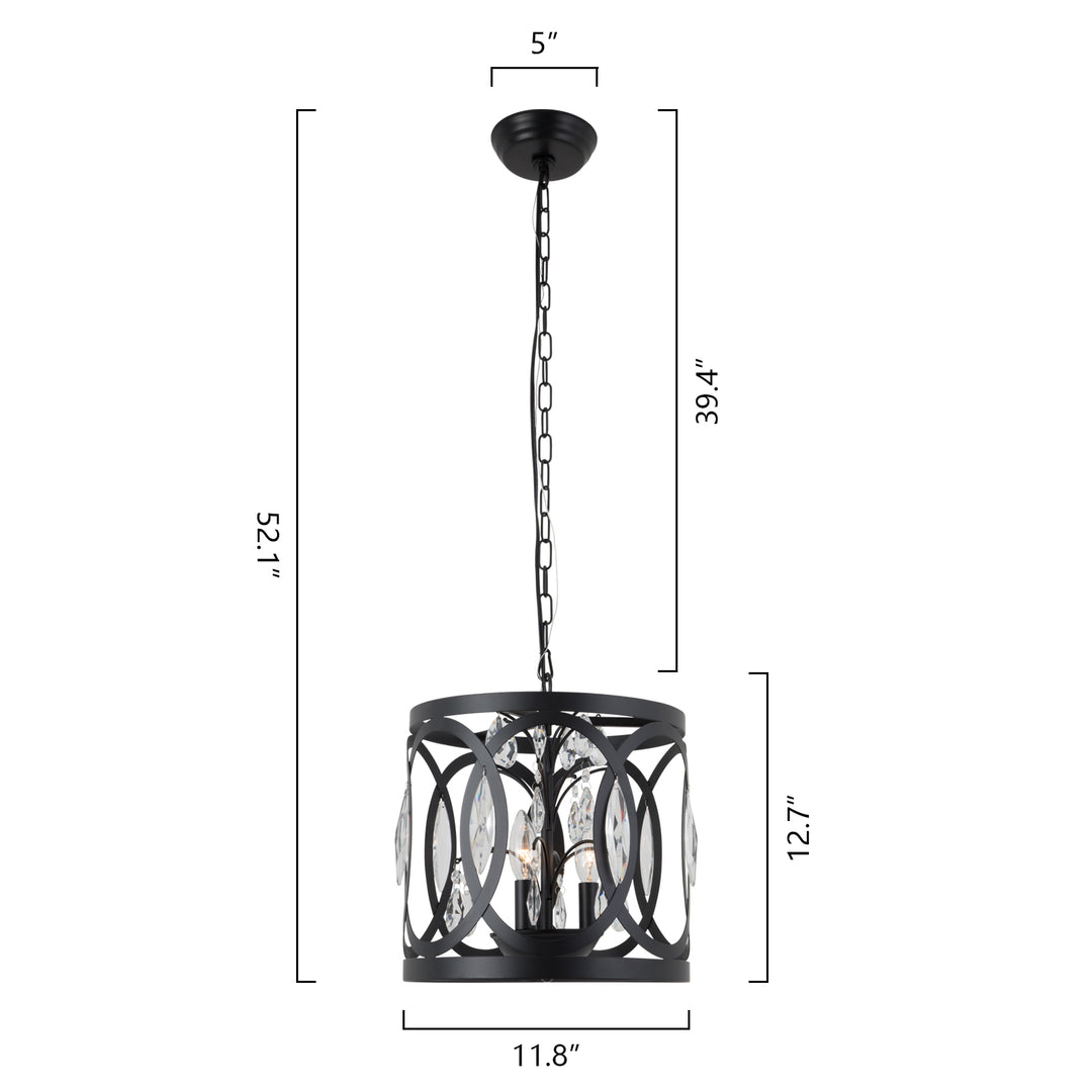 Maxax 3 - Light Lantern&Candle Style Drum Chandelier With Wrought Iron Accents #19168-3