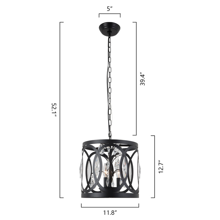 Maxax 3 - Light Lantern&Candle Style Drum Chandelier With Wrought Iron Accents #19168-3