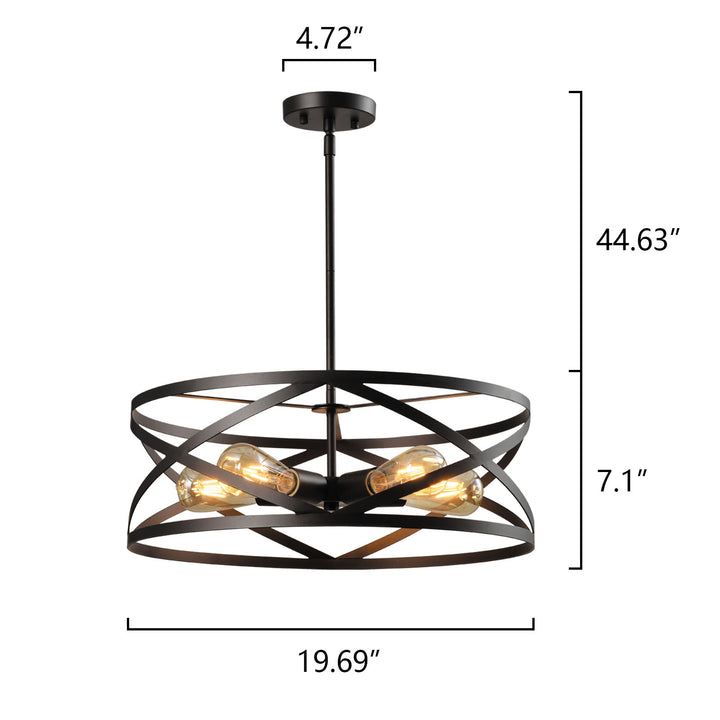 Maxax 5 - Light Lantern Geometric Chandelier with Wrought Iron Accents#MX21022-5BG