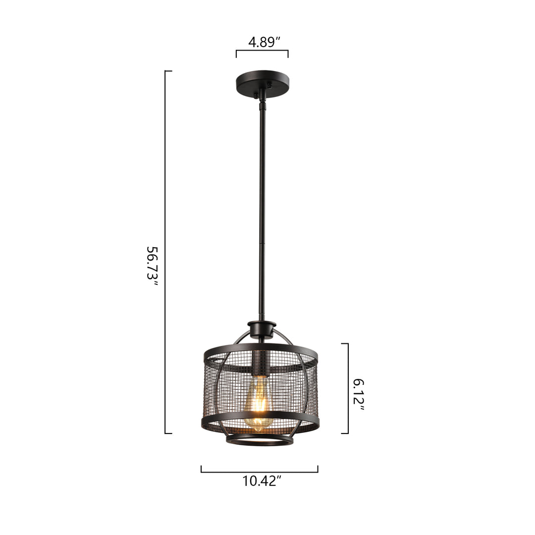 Maxax 1 - Light Lantern Drum Pendant With Wrought Iron Accents #MX21024