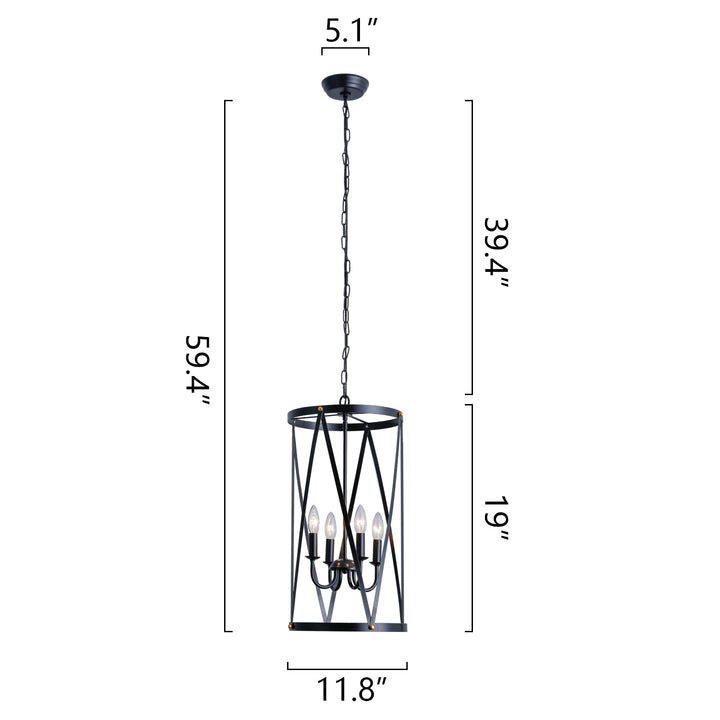 Maxax 4- Light Lantern & Candle Style Drum&Geometric Chandelier #19142