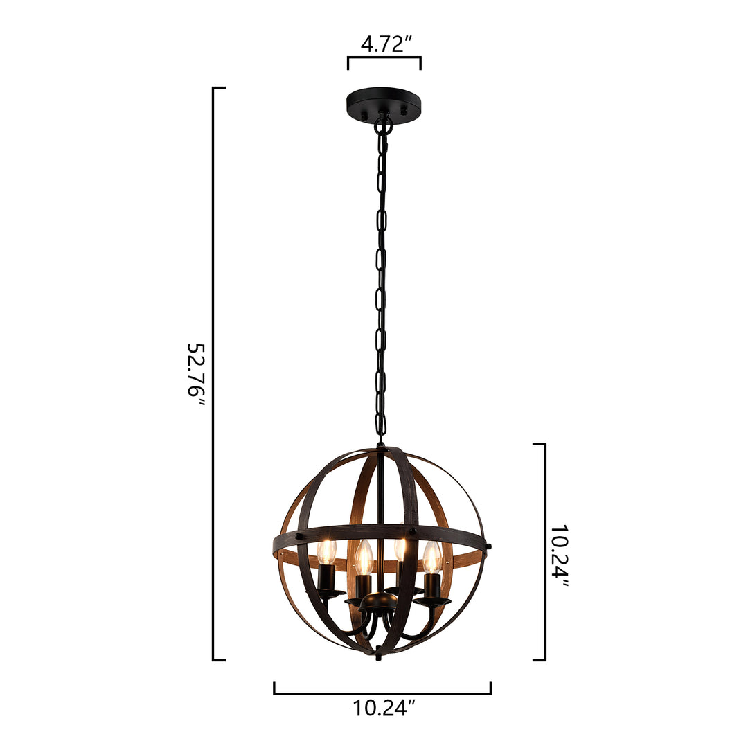 Maxax 4- Light Single Black Pendant Wrought Iron #MX21020