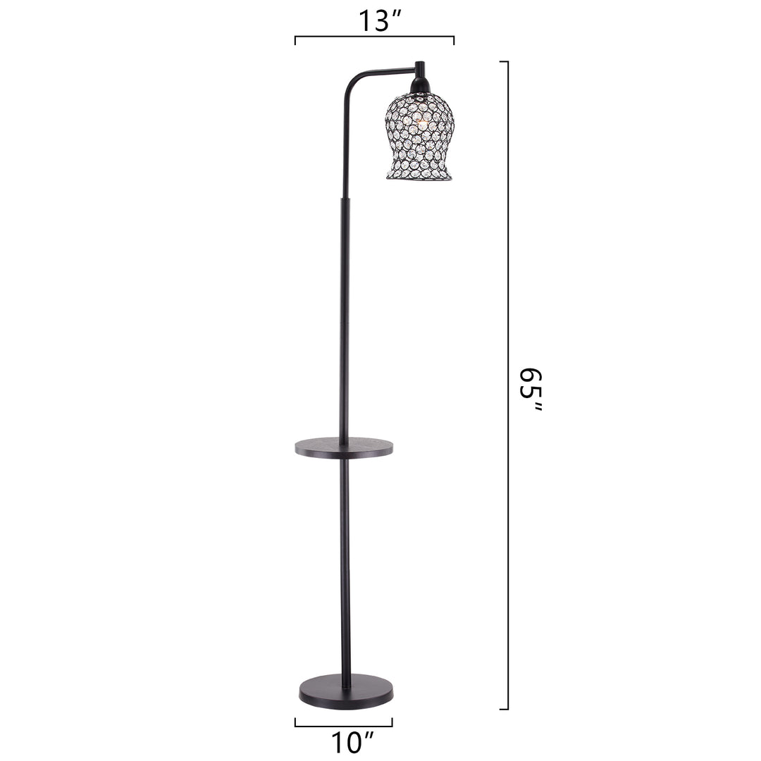 Maxax 65in Arched Black Tray Floor Lamp with Crystal Accent #F69-BK