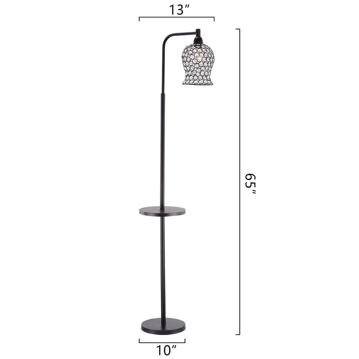 Maxax 65in Arched Black Tray Floor Lamp with Crystal Accent #F69-BK