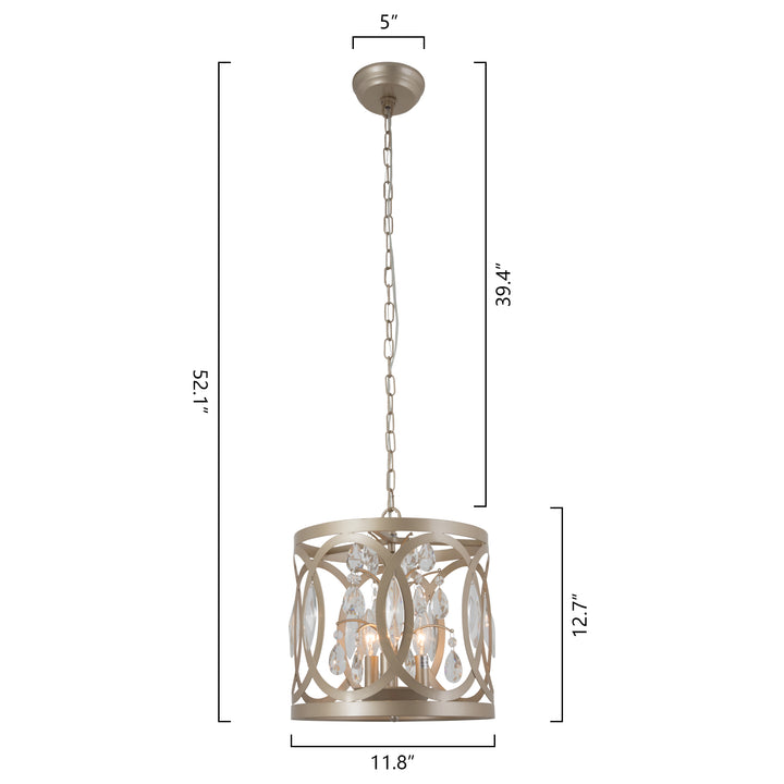 Maxax 3 - Light Lantern&Candle Style Drum Chandelier With Wrought Iron Accents #19168-3