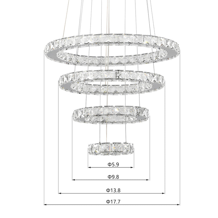 Maxax 4 - Light Unique Tiered LED Crystal Chandelier #YX-450