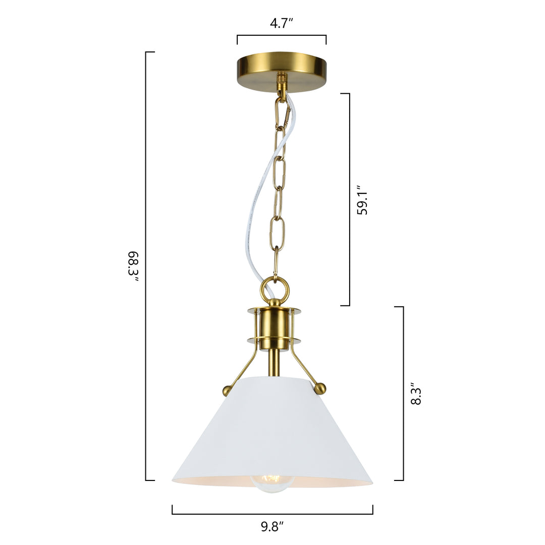 1 - Light Cone Pendant With Wrought Iron Accents