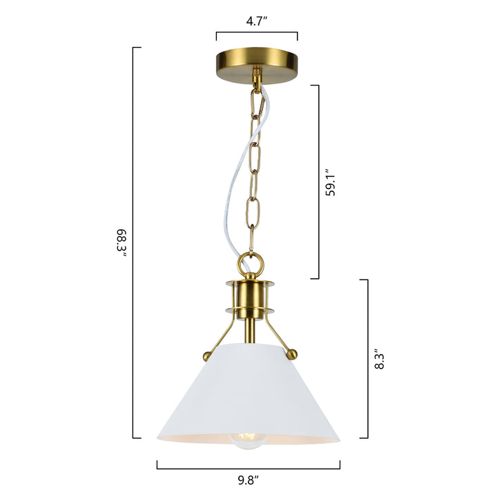 1 - Light Cone Pendant With Wrought Iron Accents