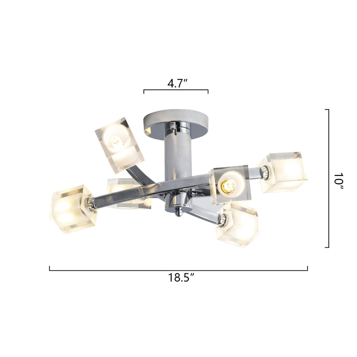 6 - Light 18.9in Sputnik Geometric Semi Flush Mount #19155