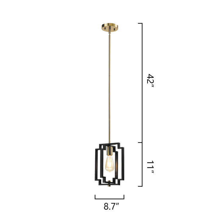 1 - Light Lantern Square/Rectangle Pendant With Wrought Iron Accents #MX1920