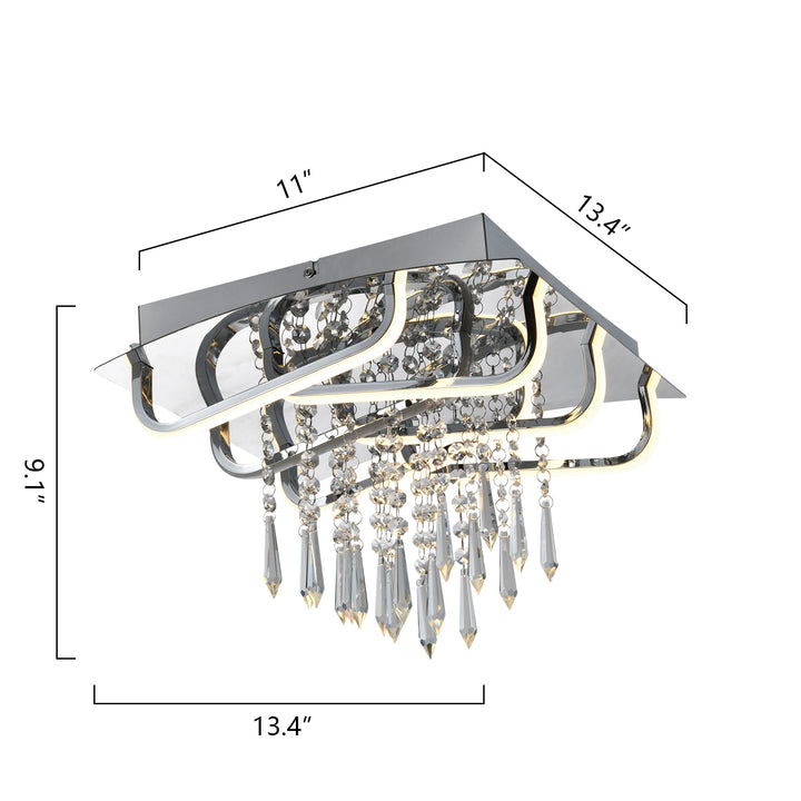 Maxax 6 - Light 13.38in LED Crystal Flush Mount #6503-6CH