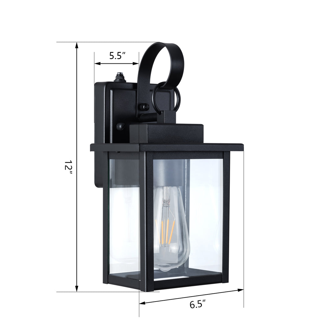 Maxax Dusk to Dawn 12" Outdoor Wall Light, Exterior Waterproof Wall Sconce, Matte Black Front Porch Light, Outside Wall Mount Lantern for House Garage Doorway (Bulb Include) #7041