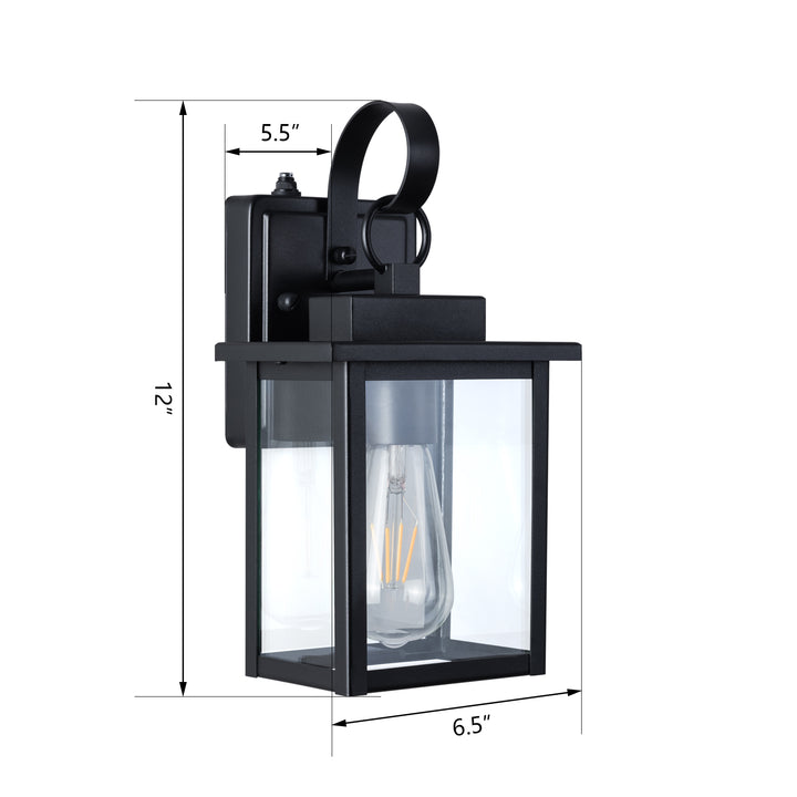 Maxax Dusk to Dawn 12" Outdoor Wall Light, Exterior Waterproof Wall Sconce, Matte Black Front Porch Light, Outside Wall Mount Lantern for House Garage Doorway (Bulb Include) #7041