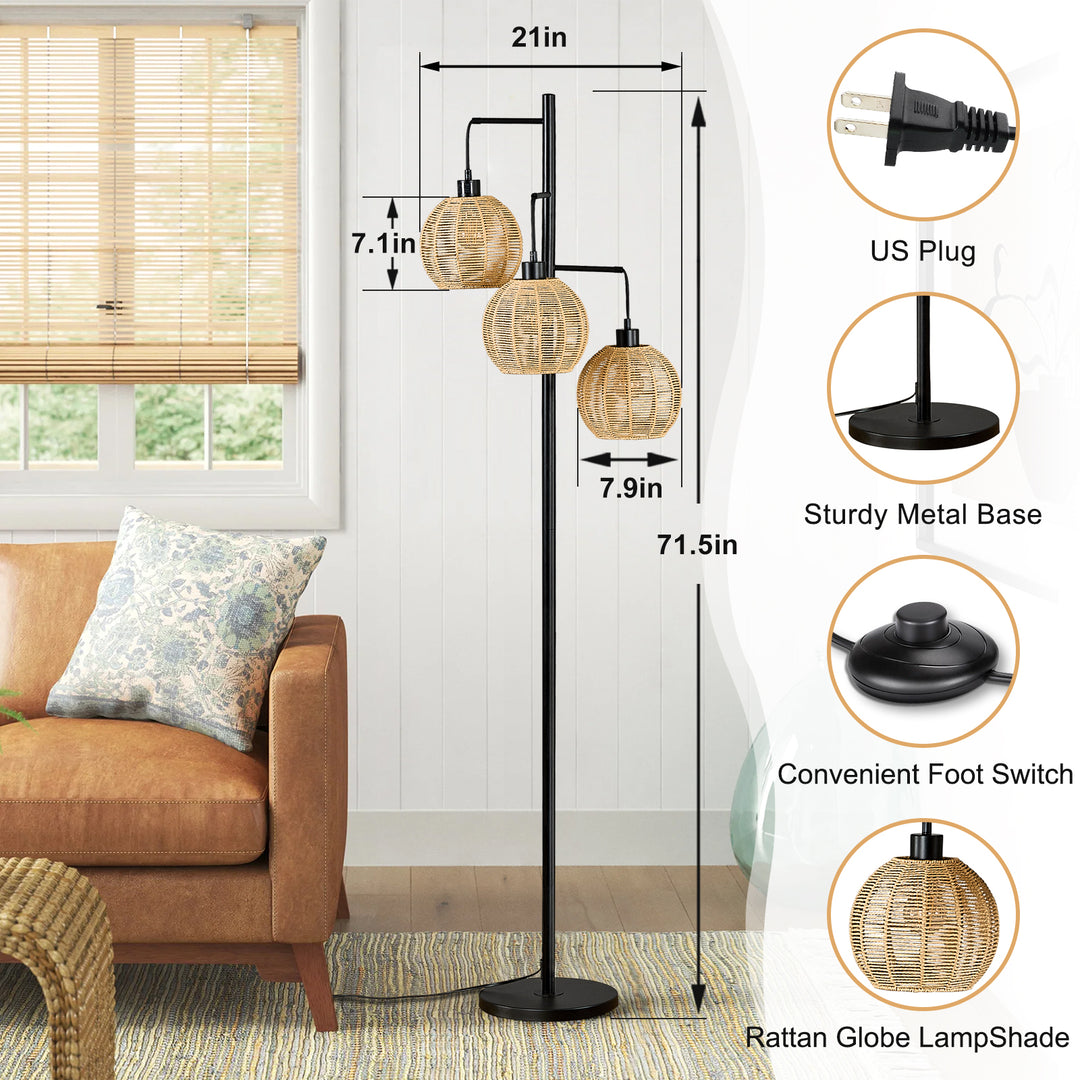 71.5'' Black Tree Floor Lamp For Living Room/bedroom #F249