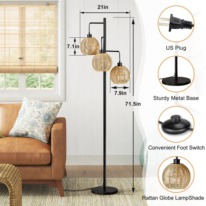 71.5'' Black Tree Floor Lamp For Living Room/bedroom