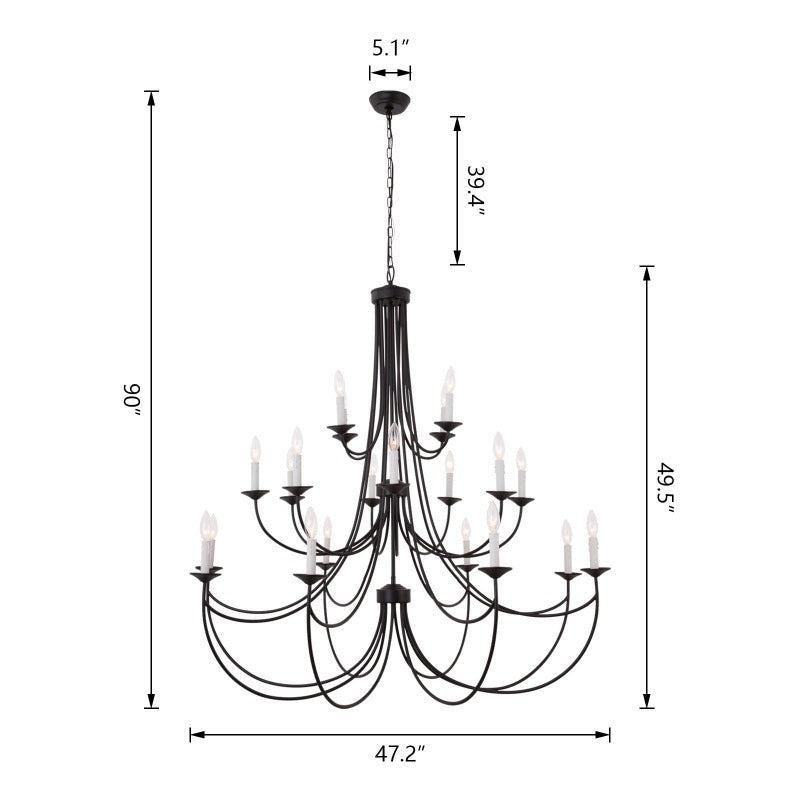 Maxax 20 Light Dimmable Classic / Traditional Chandelier #19209-20BK