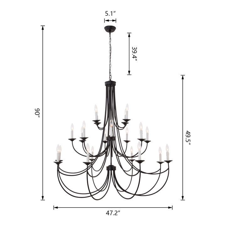 Maxax 20 Light Dimmable Classic / Traditional Chandelier #19209-20BK