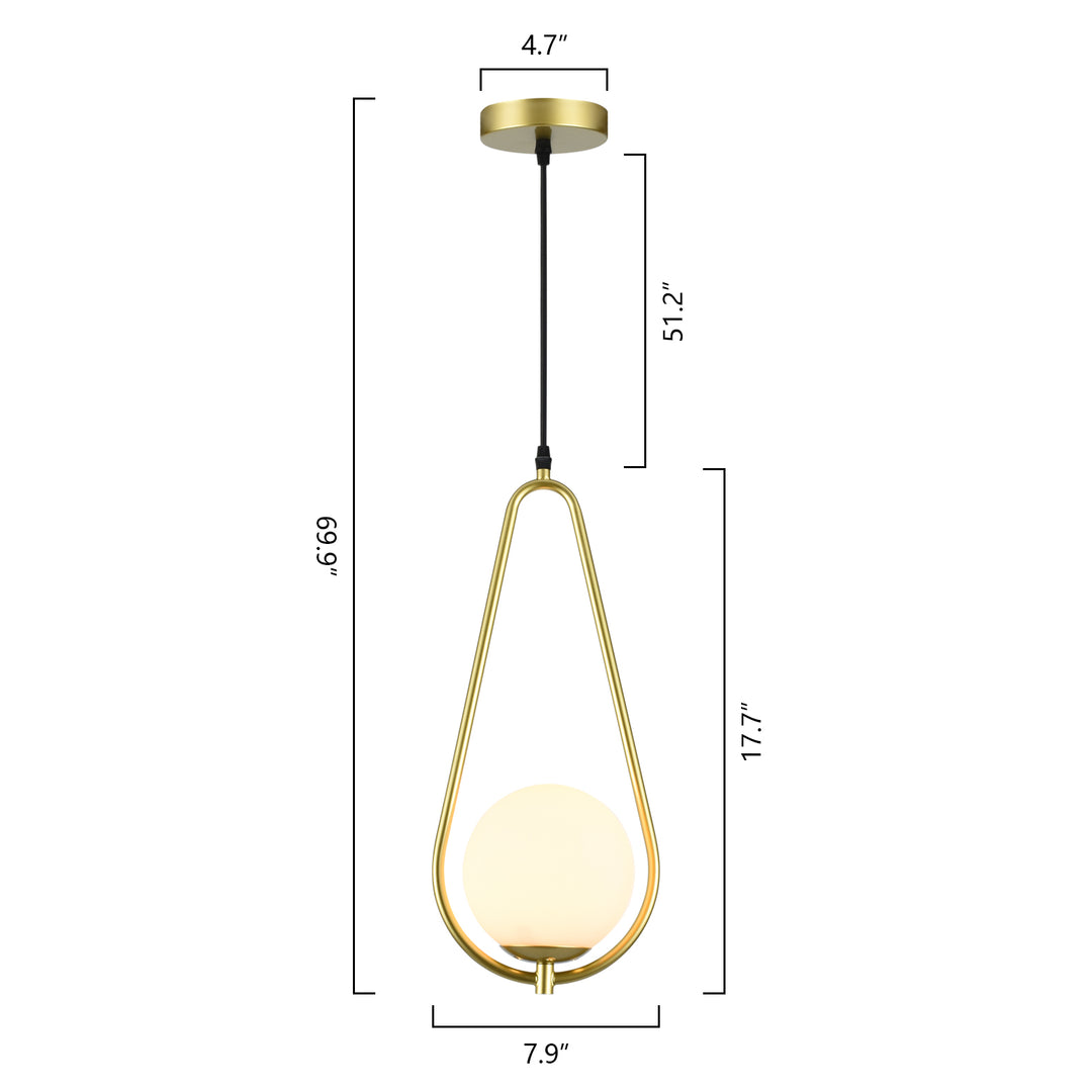 Maxax 1 - Light Single Globe Pendant with Wrought Iron Accents #MX5011-P1WH