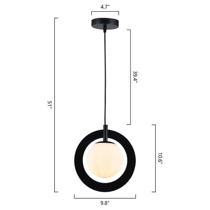 Maxax 1 - Light Single Globe Pendant with Wrought Iron Accents #MX5014-P1BK