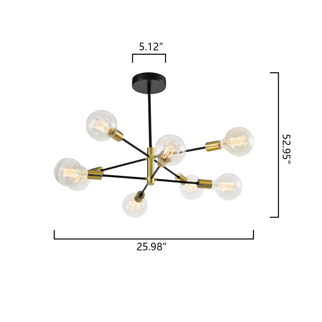 Maxax 8 - Light Unique Statement & Sputnik Modern Linear With Wrought Iron Accents #MX21037-P8BG